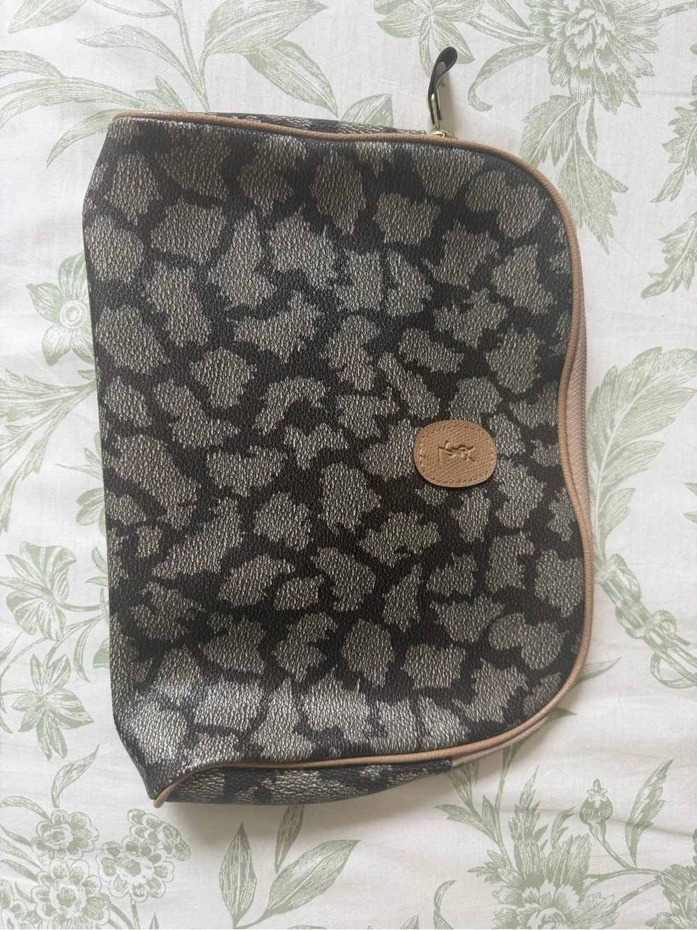 YSL Saint Laurent Black, Gray and Brown Giraffe Pattern Pouch or Clutch w/ COA
